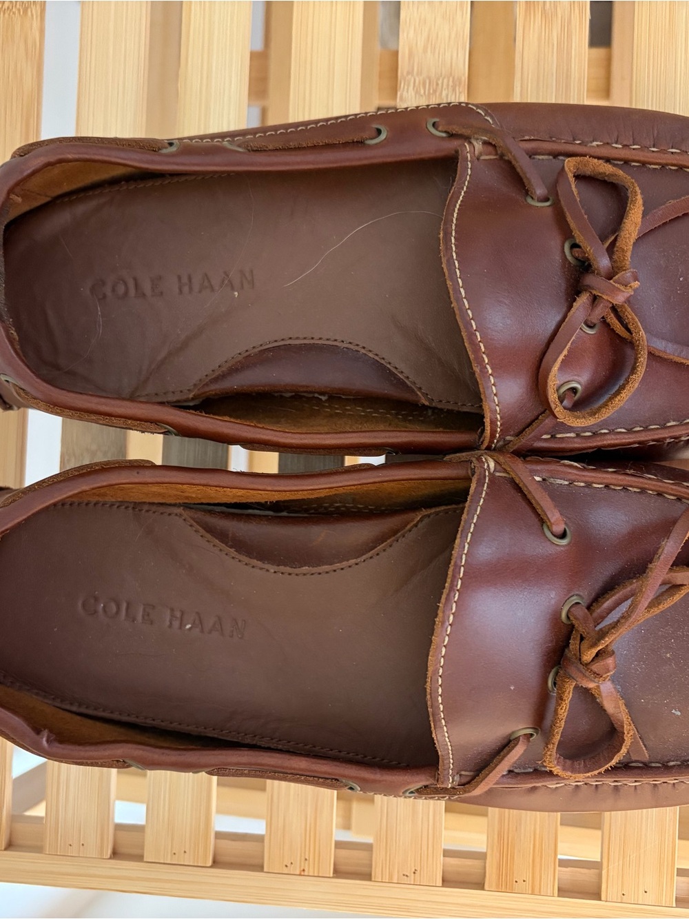 Cole Haan Men's Brown Leather Boat Moccasins